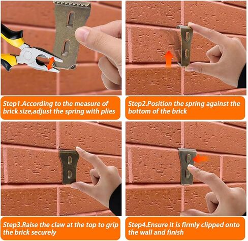 Brick Clips for Hanging Outdoors Brick Hook Clips 20Pcs Heavy Duty Brick Wall Clips Steel Brick Hanger No Drill Fits 2-1/4 to 2-2/5 Inch Bricks (Bronze-10pcs) in Saudi Arabia