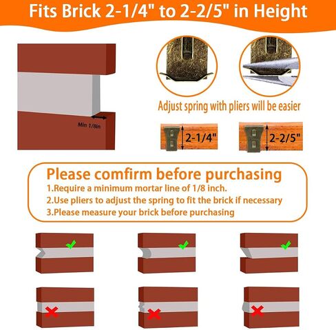 Brick Clips for Hanging Outdoors Brick Hook Clips 20Pcs Heavy Duty Brick Wall Clips Steel Brick Hanger No Drill Fits 2-1/4 to 2-2/5 Inch Bricks (Bronze-10pcs) in Saudi Arabia