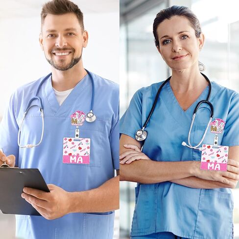 بكرة شارة قابلة للسحب مع شارة بادي - بكرة شارة مساعد تمريض معتمدة وصديق شارة CNA، بكرة شارة ممرضة لامعة لطيفة، مشبك بكرات شارة أكريليك قابل للسحب، هدايا لتمريض CNA in Kuwait