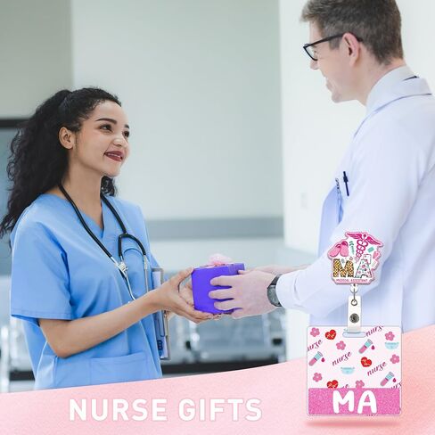 بكرة شارة قابلة للسحب مع شارة بادي - بكرة شارة مساعد تمريض معتمدة وصديق شارة CNA، بكرة شارة ممرضة لامعة لطيفة، مشبك بكرات شارة أكريليك قابل للسحب، هدايا لتمريض CNA in Kuwait