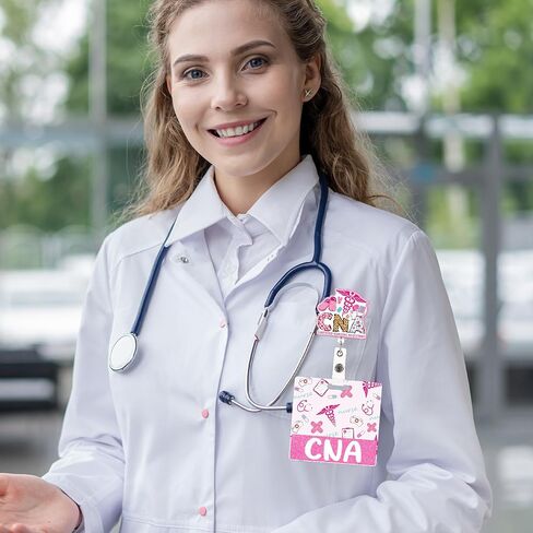 بكرة شارة قابلة للسحب مع شارة بادي - بكرة شارة مساعد تمريض معتمدة وصديق شارة CNA، بكرة شارة ممرضة لامعة لطيفة، مشبك بكرات شارة أكريليك قابل للسحب، هدايا لتمريض CNA in Kuwait