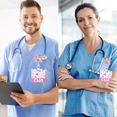 بكرة شارة قابلة للسحب مع شارة بادي - بكرة شارة مساعد تمريض معتمدة وصديق شارة CNA، بكرة شارة ممرضة لامعة لطيفة، مشبك بكرات شارة أكريليك قابل للسحب، هدايا لتمريض CNA in Kuwait
