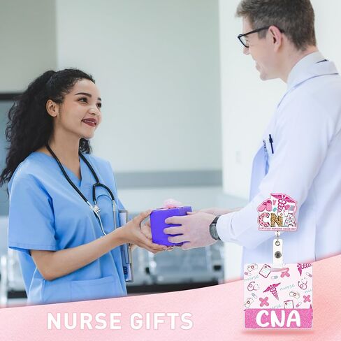 بكرة شارة قابلة للسحب مع شارة بادي - بكرة شارة مساعد تمريض معتمدة وصديق شارة CNA، بكرة شارة ممرضة لامعة لطيفة، مشبك بكرات شارة أكريليك قابل للسحب، هدايا لتمريض CNA in Kuwait