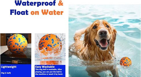 Dog Balls,for Aggressive Chewers, Aggressive Chew Toys for Dogs,Non-Toxic, Soft and Durable E-TPU Chew Toys for Large Medium Small Dog,Dog Water Toy,Dog Fetch Ball (White+Blue+Yellow, 3") in Saudi Arabia