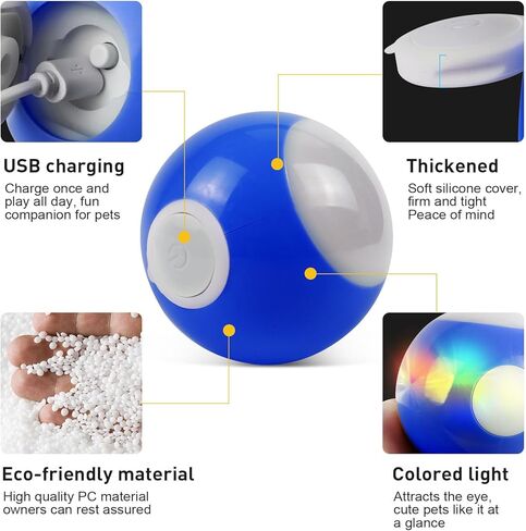 Interactive Dog Ball Toys, Automatic Moving Rotating Dog Ball, Funny Chaser Peppy Pet Wicked Ball for Small Medium Dogs, Indoor & Outdoor Interactive Active Rolling Ball Dog Toy-USB Rechargeable in Kuwait