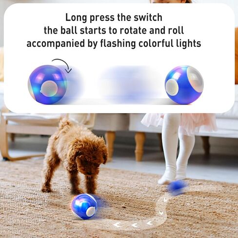 Interactive Dog Ball Toys, Automatic Moving Rotating Dog Ball, Funny Chaser Peppy Pet Wicked Ball for Small Medium Dogs, Indoor & Outdoor Interactive Active Rolling Ball Dog Toy-USB Rechargeable in Kuwait