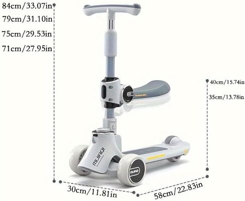 Kids Scooter with Foldable/Detachable Seat - 4 Height Adjustable 3 Wheels Toddler Scooter for Boys & Girls in Saudi Arabia