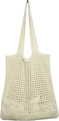 WantGor Crochet Bags, Beach Mesh Tote Bag Womens Shoulder Shopping Handbag Casual Travel Totes Bag Foldable Hobo Bags in Saudi Arabia