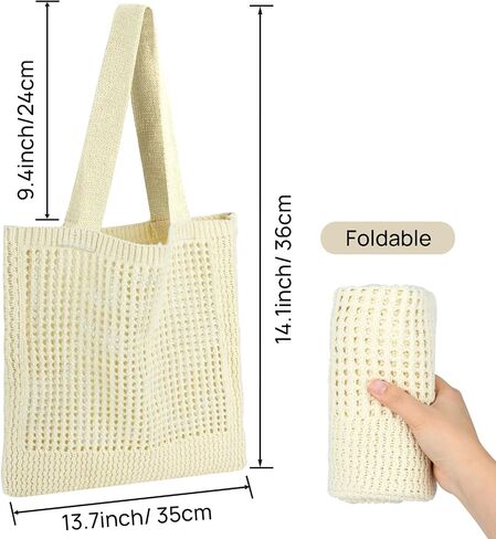 WantGor Crochet Bags, Beach Mesh Tote Bag Womens Shoulder Shopping Handbag Casual Travel Totes Bag Foldable Hobo Bags in Saudi Arabia