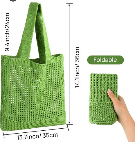 WantGor Crochet Bags, Beach Mesh Tote Bag Womens Shoulder Shopping Handbag Casual Travel Totes Bag Foldable Hobo Bags in Saudi Arabia