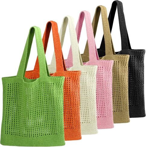 WantGor Crochet Bags, Beach Mesh Tote Bag Womens Shoulder Shopping Handbag Casual Travel Totes Bag Foldable Hobo Bags in Saudi Arabia