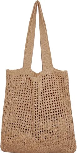WantGor Crochet Bags, Beach Mesh Tote Bag Womens Shoulder Shopping Handbag Casual Travel Totes Bag Foldable Hobo Bags in Saudi Arabia