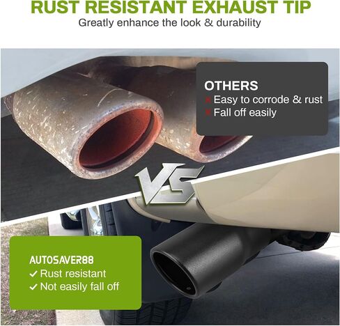 AUTOSAVER88 2.5 Inch Inlet Exhaust Tip, 2.5" Inlet 3" Outlet 6" Overall Length Stainless Steel Exhaust Tail Tip for 2 1/2 Inch Outside Diameter Tailpipe, Chrome-Plated, Rolled Angle Cut, Bolt/Clamp On in Saudi Arabia