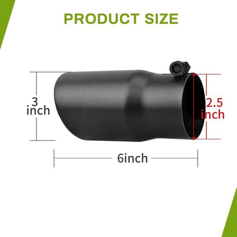 AUTOSAVER88 2.5 Inch Inlet Exhaust Tip, 2.5" Inlet 3" Outlet 6" Overall Length Stainless Steel Exhaust Tail Tip for 2 1/2 Inch Outside Diameter Tailpipe, Chrome-Plated, Rolled Angle Cut, Bolt/Clamp On in Saudi Arabia