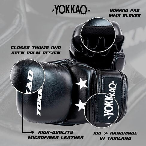 قفازات YOKKAO Ground Breaker MMA للسجال | القفازات القتالية المعتمدة للرجال والنساء | مثالية لفنون القتال المختلطة، والقتال في القفص، والكيك بوكسينغ، والمواي تاي | دعم فائق للمعصم مع لمسة نهائية من الجلد الصناعي in Kuwait