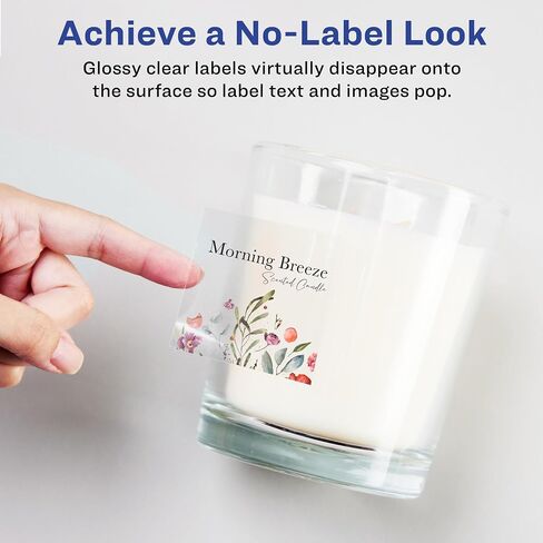 Avery Glossy Clear Square Labels with Sure Feed, 1" x 1", 480 Glossy Clear Labels, Print-to-The-Edge, Laser/Inkjet Printable Labels in Saudi Arabia