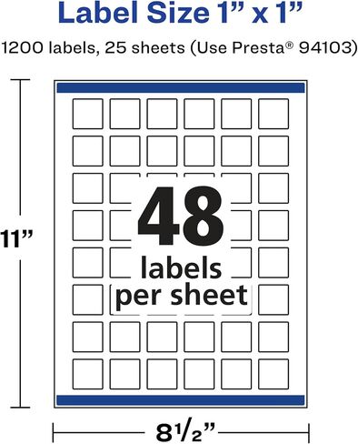 Avery Glossy Clear Square Labels with Sure Feed, 1" x 1", 480 Glossy Clear Labels, Print-to-The-Edge, Laser/Inkjet Printable Labels in Saudi Arabia