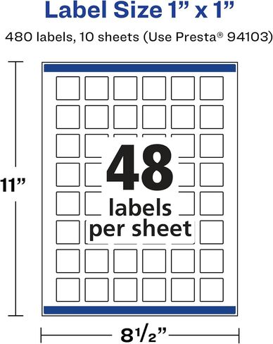 Avery Glossy Clear Square Labels with Sure Feed, 1" x 1", 480 Glossy Clear Labels, Print-to-The-Edge, Laser/Inkjet Printable Labels in Saudi Arabia