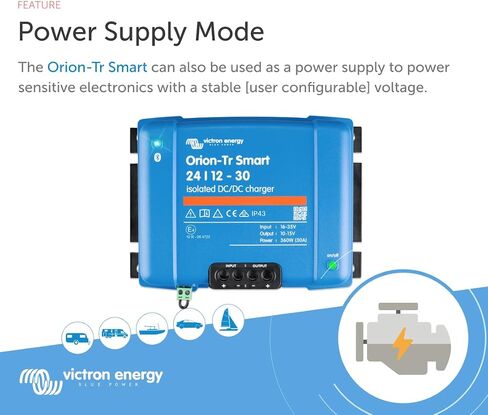Victron Energy Orion-Tr Smart 24/12-Volt 30 amp 360-Watt DC-DC Charger Isolated (Bluetooth) in Saudi Arabia