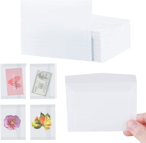 100 Pcs Glassine Envelopes, 3.9 × 2.7 Inch Small Envelopes, Mini Translucent Envelopes, Clear Glassine Envelopes for Seeds, Stamps, Coin, Lottery Tickets, Badges in Saudi Arabia