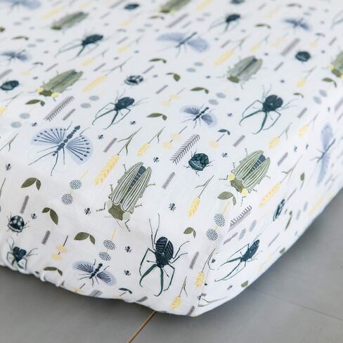 Graced Soft Luxuries 100% Cotton Fitted Crib Sheet for Standard Crib and Toddler Mattresses, for Baby Boys and Girls (Busy Bugs) in Saudi Arabia