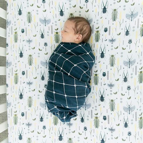 Graced Soft Luxuries 100% Cotton Fitted Crib Sheet for Standard Crib and Toddler Mattresses, for Baby Boys and Girls (Busy Bugs) in Saudi Arabia