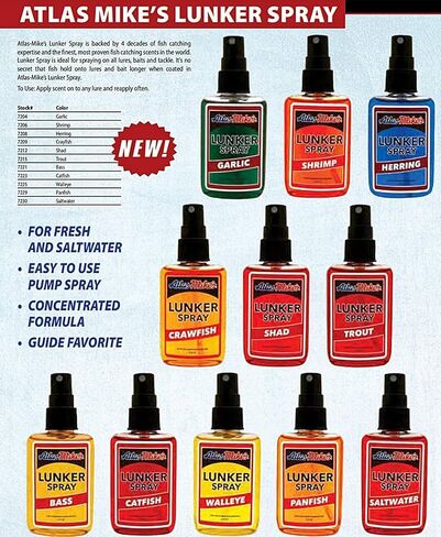 Atlas-Mike's Lunker Spray 2oz, 2-Pack - Herring & Shrimp Fishing Bait Attractant - Boost Your Fishing Success | Ideal for Freshwater & Saltwater Anglers in Saudi Arabia