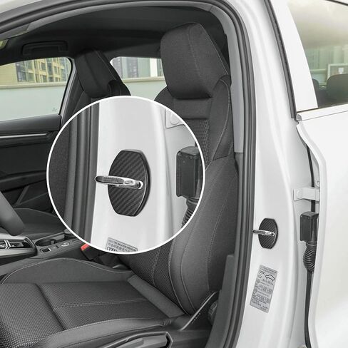 TOMALL 4 قطع قفل باب السيارة غطاء واقي متوافق مع Audi A1 A3 A4 A5 A6 A7 A8 Q3 Q5 Q7 S3 S4 S6 S7 S8 SQ5 ملحقات الفولاذ المقاوم للصدأ قفل باب السيارة نمط رياضي (ألياف الكربون) in Kuwait