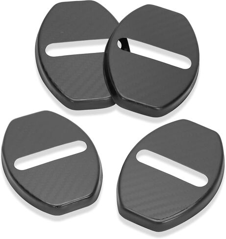 TOMALL 4 قطع قفل باب السيارة غطاء واقي متوافق مع Audi A1 A3 A4 A5 A6 A7 A8 Q3 Q5 Q7 S3 S4 S6 S7 S8 SQ5 ملحقات الفولاذ المقاوم للصدأ قفل باب السيارة نمط رياضي (ألياف الكربون) in Kuwait
