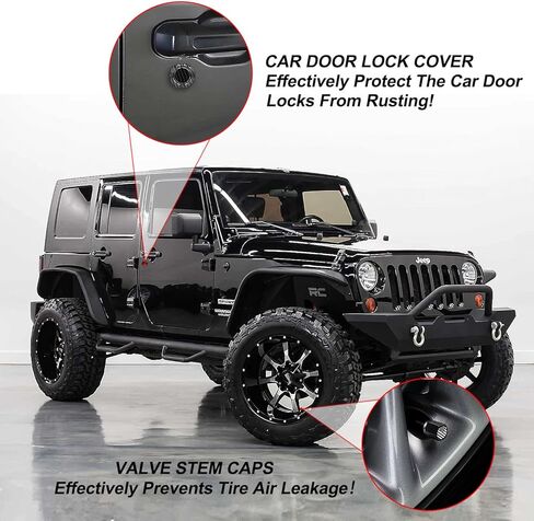 ملحقات باب السيارة لسيارة جيب - غطاء مزخرف لمفتاح الباب الخارجي لملحقات جيب رانجلر وإكسسوارات جيب جلاديتور | غطاء قفل الباب 3 قطع لسيارة جيب رانجلر JL JK TJ & Gladiator JT 1997-2023 in Kuwait