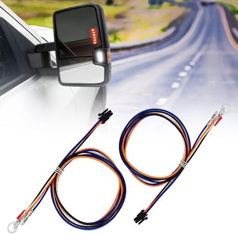 حزام أسلاك مرايا السحب متوافق مع Chevy Silverado 1500 2500HD 2014-2018 GMC Sierra Truck Cargo Running Turn Signals Light Harness 2PCS in Kuwait