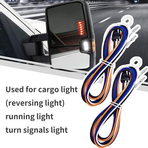 حزام أسلاك مرايا السحب متوافق مع Chevy Silverado 1500 2500HD 2014-2018 GMC Sierra Truck Cargo Running Turn Signals Light Harness 2PCS in Kuwait