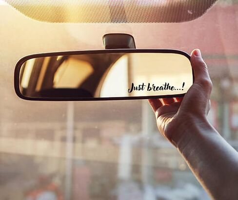 Just Breathe Mirror Decal, Different Fonts And Colors, Vinyl Car Decals For Men Women And Kids, Rearview Mirror Decal, Car Decal Gifts, Car Side Mirror And Window Decal (Classic, Pink) in Saudi Arabia