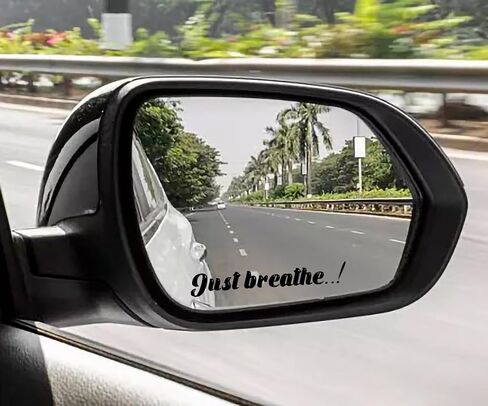 Just Breathe Mirror Decal, Different Fonts And Colors, Vinyl Car Decals For Men Women And Kids, Rearview Mirror Decal, Car Decal Gifts, Car Side Mirror And Window Decal (Classic, Pink) in Saudi Arabia