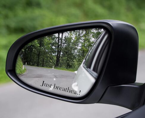 Just Breathe Mirror Decal, Different Fonts And Colors, Vinyl Car Decals For Men Women And Kids, Rearview Mirror Decal, Car Decal Gifts, Car Side Mirror And Window Decal (Classic, Pink) in Saudi Arabia