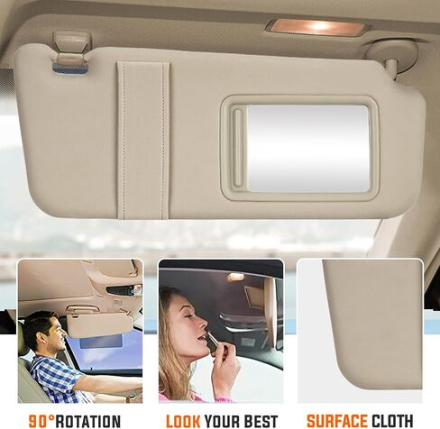 Youxmoto Sun Visor Left Driver Side for Toyota Camry with Sunroof 2007 2008 2009 2010 2011, Beige Sun Visor Replaces# 74320-06800-B0, with Vanity Mirror and Light in Saudi Arabia