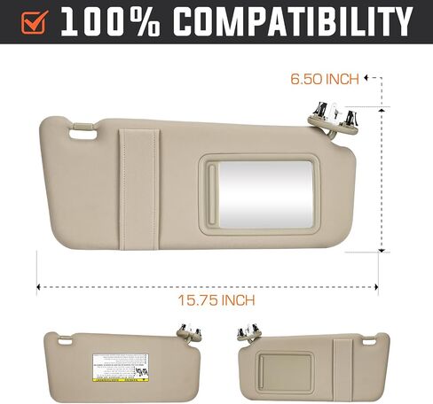 Youxmoto Sun Visor Left Driver Side for Toyota Camry with Sunroof 2007 2008 2009 2010 2011, Beige Sun Visor Replaces# 74320-06800-B0, with Vanity Mirror and Light in Saudi Arabia