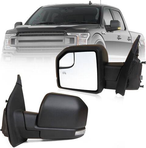 MITZONE F150 Passenger Side Rear View Mirror compatible with 2015-2020 Ford F-150 with Blind Spot Glass Power, 3-Pin Without Turn Signal Light, Non-Heated, Textured Black in Saudi Arabia