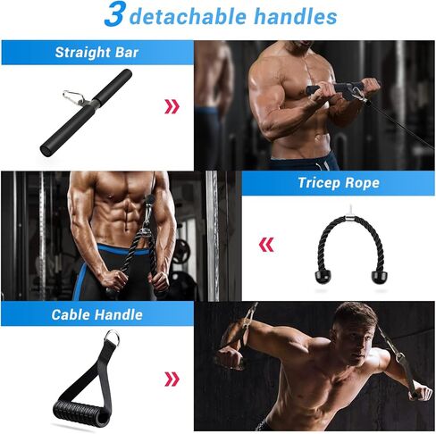 TRENDBOX نظام بكرة الصالة الرياضية ثلاثية الرؤوس حبل سحب إلى أسفل آلة كابل التدريب، مرفقات منسدلة LAT للمنزل والصالات الرياضية in Kuwait