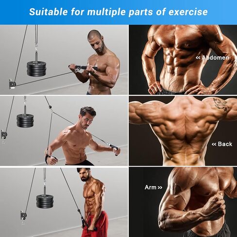 TRENDBOX نظام بكرة الصالة الرياضية ثلاثية الرؤوس حبل سحب إلى أسفل آلة كابل التدريب، مرفقات منسدلة LAT للمنزل والصالات الرياضية in Kuwait