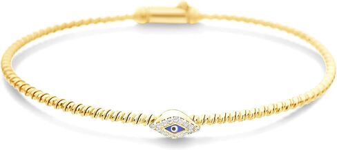 سوار تميمة عين الشر للنساء مطلي بالذهب الأصفر عيار 14 قيراط، مقاس قياسي in Kuwait