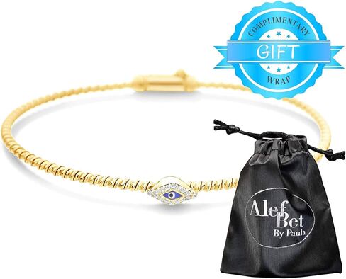 سوار تميمة عين الشر للنساء مطلي بالذهب الأصفر عيار 14 قيراط، مقاس قياسي in Kuwait