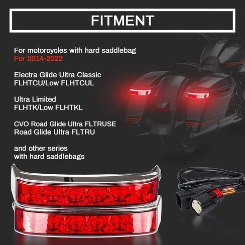 psler Saddlebag Housing Tail Run Brake Turn Light Lamp LED Len for Touring Street Road Glide CVO Electra Glide Ultra Classic Ultra Limited CVO 2014-2022 (Chrome Red) in Saudi Arabia