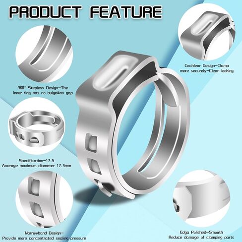 Boltigen 100Pack 1/2inch PEX Cinch Clamp Rings, Stainless Steel Pex Cinch Clamps, 1/2"PEX B Crimp Rings for Pipe Tubing Connection in Saudi Arabia