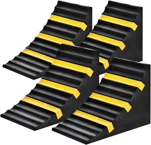 Heavy Duty Rubber Wheel Tire Chock 10" L x 6" W x 7.3" H, Front and Back for Camper, Trailer, RV, Truck, Car, Vehicle and RV (4-Pack) in Saudi Arabia