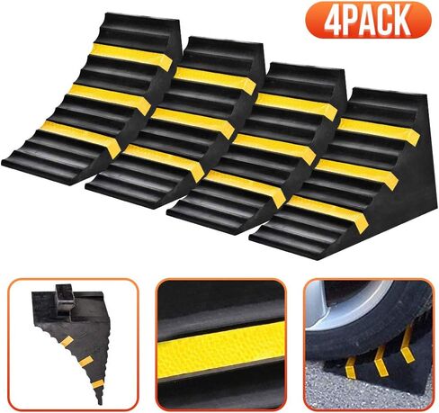 Heavy Duty Rubber Wheel Tire Chock 10" L x 6" W x 7.3" H, Front and Back for Camper, Trailer, RV, Truck, Car, Vehicle and RV (4-Pack) in Saudi Arabia