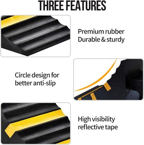 Heavy Duty Rubber Wheel Tire Chock 10" L x 6" W x 7.3" H, Front and Back for Camper, Trailer, RV, Truck, Car, Vehicle and RV (4-Pack) in Saudi Arabia
