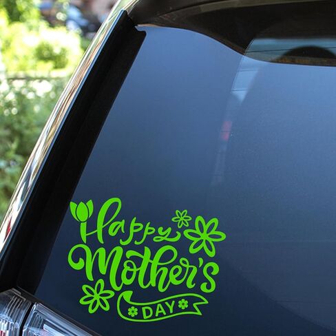 1 Sheet Happy Mother's Day Sticker, Cute Daisy,Tulip Flowes Automotive Die Cut Waterproof Vinyl Decal Gift for Mother Mothers Day Gifts for Mom Home Wall Window Car Party Supplies Decor (Holographic) in Kuwait