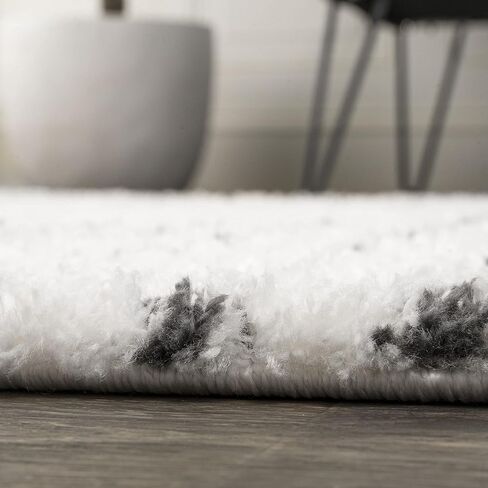 JONATHAN Y MOH407A-8 Petra Abstract Stripe Geometric Shag Indoor Area-Rug Bohemian Contemporary Glam Easy-Cleaning Bedroom Kitchen Living Room Non Shedding, 8 X 10, White/Black in Saudi Arabia