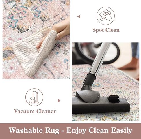 Lahome Boho Area Rug, 5x7 Living Room Area Rug Boho Rugs for Bedroom Aesthetic Soft Large Floral Rug, Machine Washable Rugs 5x7 Non Slip Non Shedding Indoor Carpet for Living Dining Room in Saudi Arabia